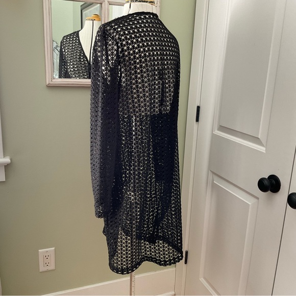 BLACK OPEN WEAVE CARDIGAN, SIZE: L - Picture 6 of 11